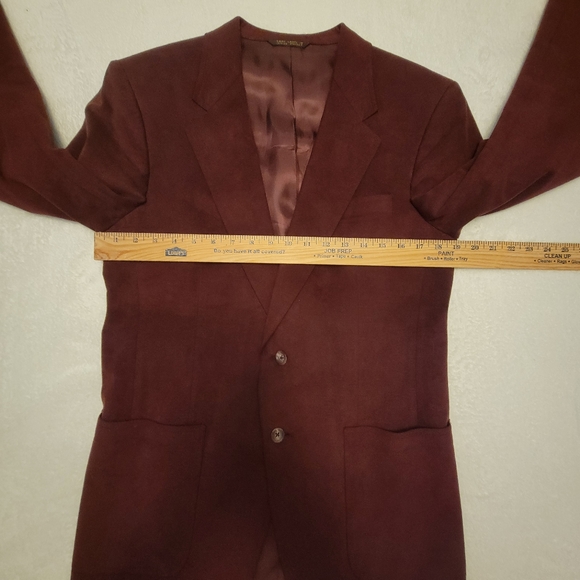 Vintage Men's Medium Suede Dark Red Dinner Jacket Burgundy Old Money Fall Winter - Picture 11 of 16